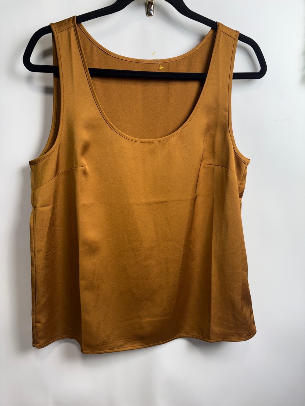 Source Unknown Satin Sleeveless Tank - Mustard Brown
